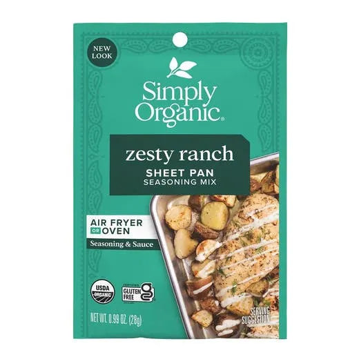 Simply Organic Sheet Pan Seasoning, Zesty Ranch 0.99 oz.