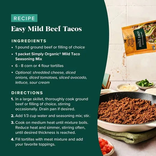 Simply Organic Mild Taco Seasoning Mix 1.00 oz.
