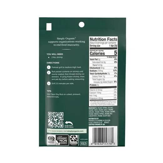 Simply Organic Cajun Dry Rub 0.88 oz.