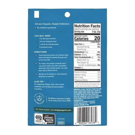 Simply Organic Sloppy Joe Seasoning Mix 1.41 oz.