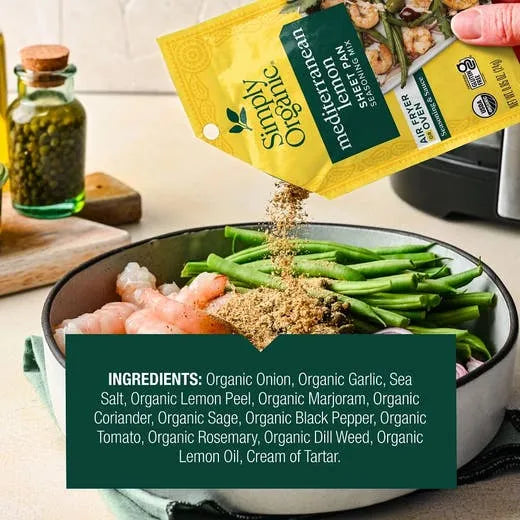Simply Organic Sheet Pan Seasoning, Mediterranean Lemon 0.85 oz.