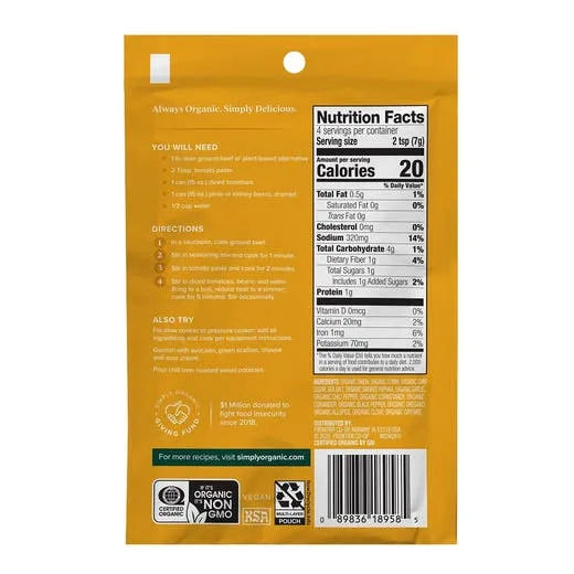 Simply Organic Mild Chili Seasoning Mix 1.00 oz.