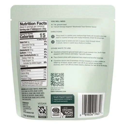 Simply Organic Southwest Taco Simmer Sauce 8.00 fl. oz.